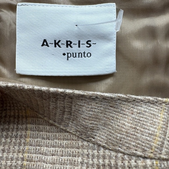 AKRIS PUNTO Tan Sleeveless Check Wool Midi Dress Size Medium - Picture 14 of 16